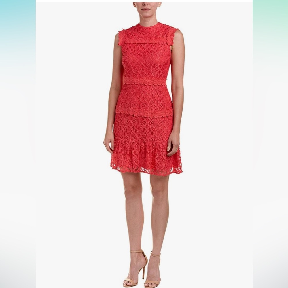 Julia Jordan Womens Sleeveless Lace Mock Neck A-line Dress size 14